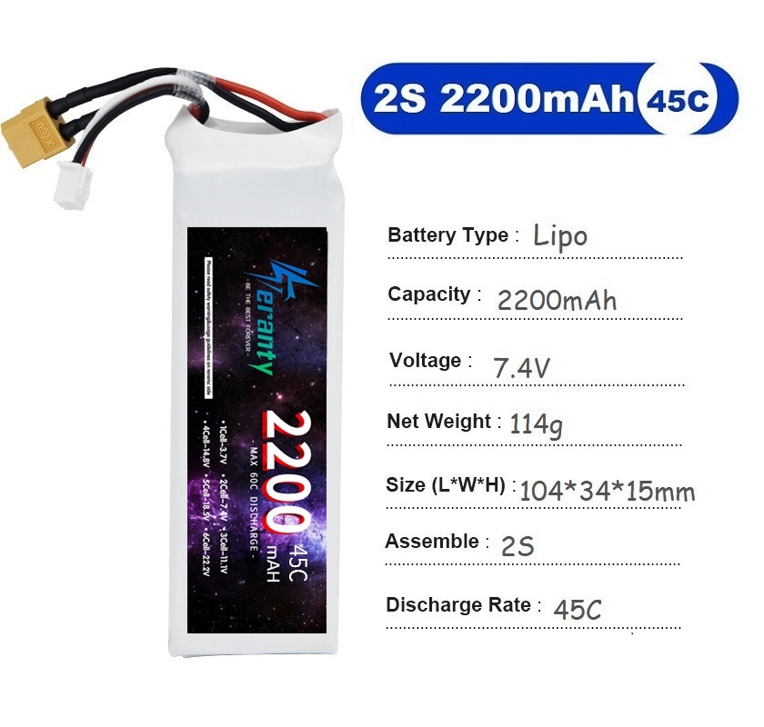 2 CÁI Pin Lipo 2S 7.4V 1500mAh - đánh giá và giá Drone Battery 3S