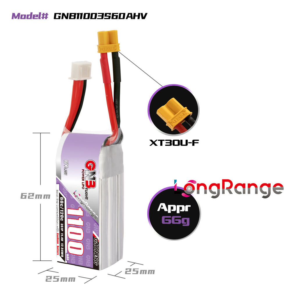 Pin Lipo GNB 1100mAh 2S 3S 4S  - đánh giá và giá Drone Battery 3S